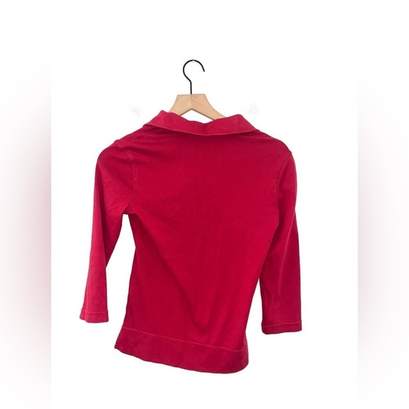 TORY BURCH Half Button Up Top 3/4 Sleeves Logo Buttons Size XS - Picture 2 of 13